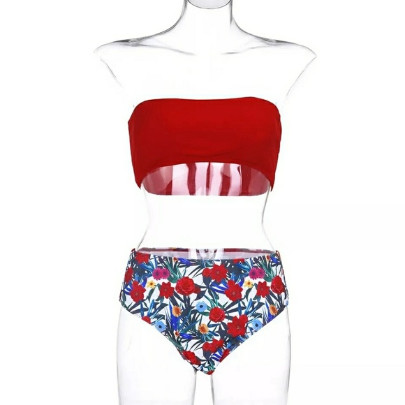 Other - Floral bandeau top bikini XL nwot